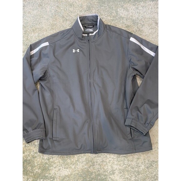 Mens Under Armour Size XL Storm Gray Full Zip Jacket Cold Gear Loose - Picture 1 of 9
